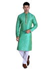 Green Colour Embroidery Work Pure Art Silk Function Wear Kurta Pajama 2005